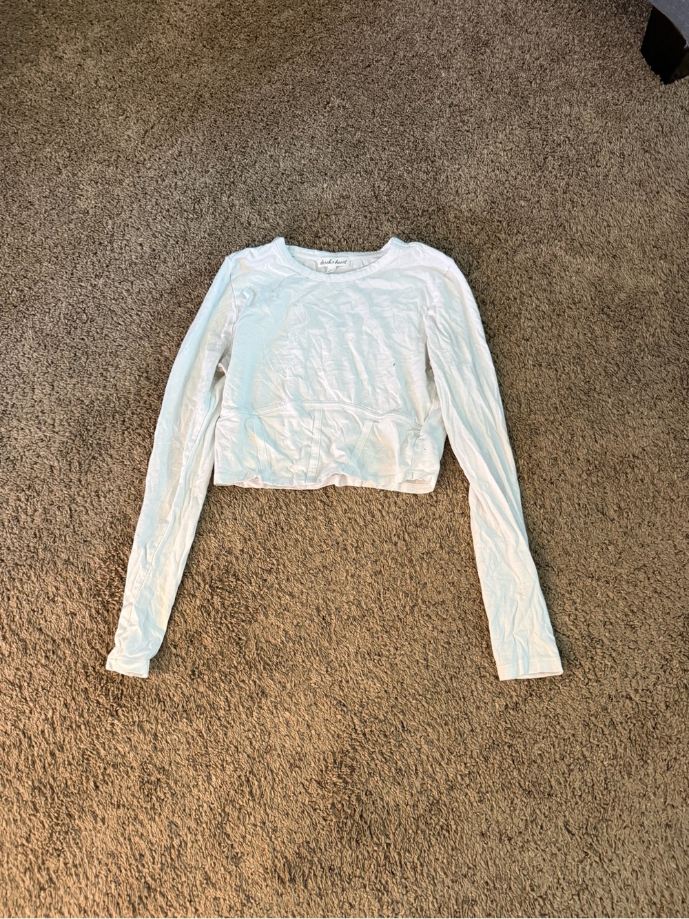 Derek Heart White Long-Sleeve Cropped Tee